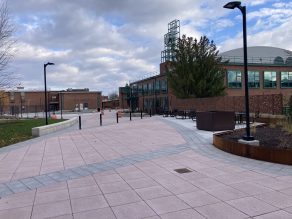 Self-performed concrete flatwork and seat wall installation by Fahs Construction at Binghamton University, supporting durable campus pedestrian infrastructure and long-term maintenance performance.